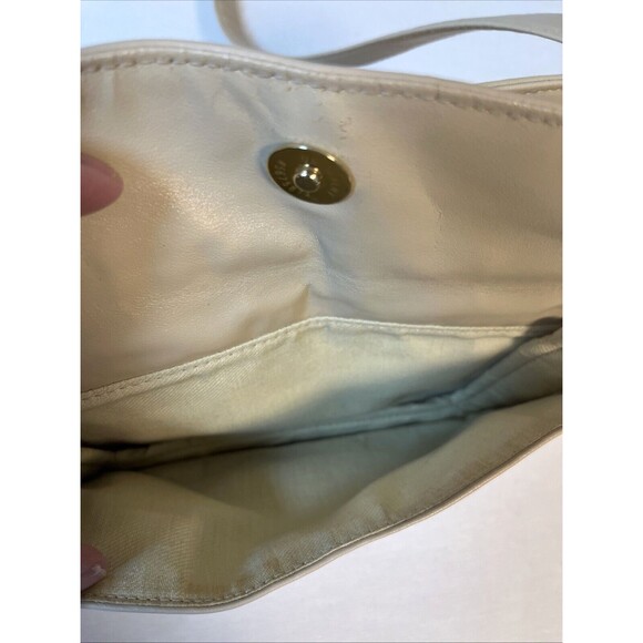VTG Jacqueline Ferrar Leather Cream Beige Adj. Crossbody Purse Shoulder Pockets - Picture 7 of 14